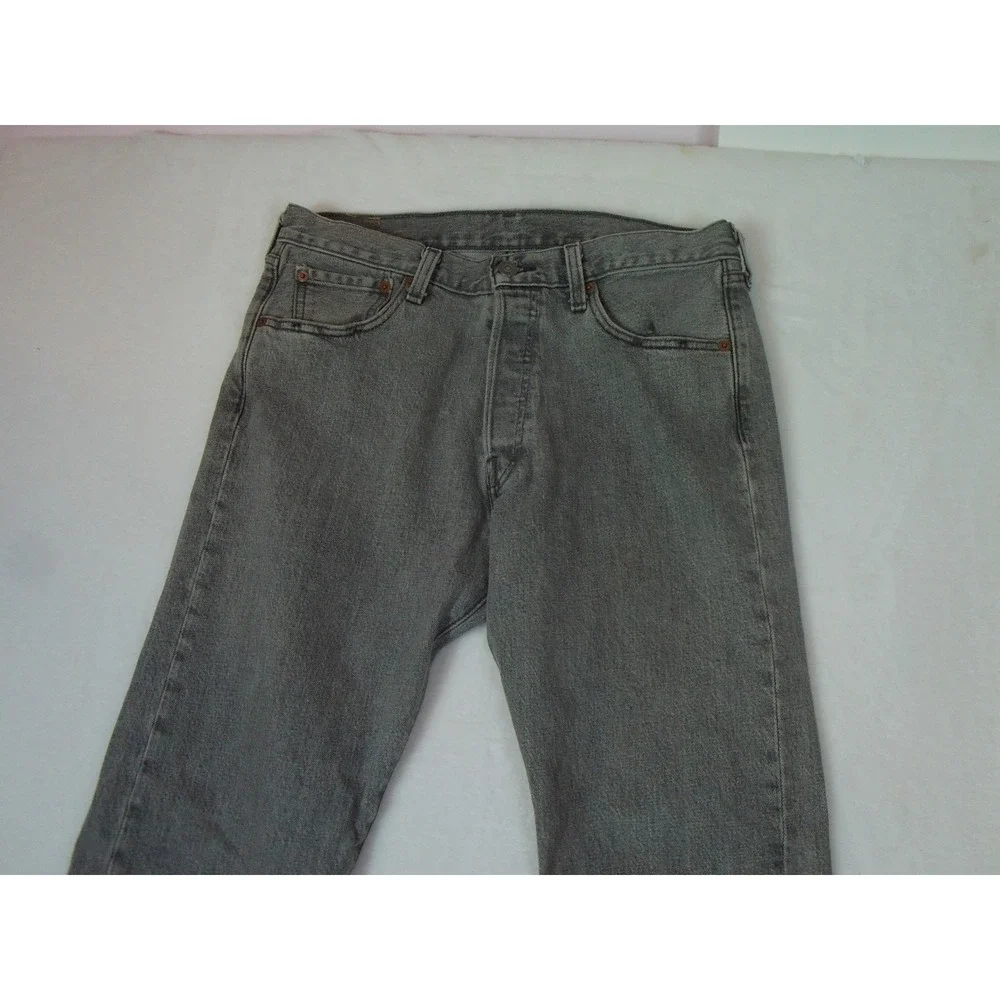 Levis 501 Jeans Mens 30x30 Black Straight Leg Button Fly Denim Waterless Classic